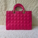 Sac à bandoulière Lady Dior Large en cuir lisse rose - Christian Dior