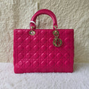 Sac à bandoulière Lady Dior Large en cuir lisse rose - Christian Dior