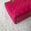 Sac à bandoulière Lady Dior Large en cuir lisse rose - Christian Dior