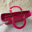 Sac à bandoulière Lady Dior Large en cuir lisse rose - Christian Dior