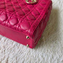 Sac à bandoulière Lady Dior Large en cuir lisse rose - Christian Dior