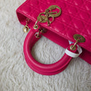 Sac à bandoulière Lady Dior Large en cuir lisse rose - Christian Dior