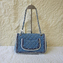 Sac à bandoulière Timeless 25CM en denim tressé bleu - Chanel