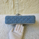 Sac à bandoulière Timeless 25CM en denim tressé bleu - Chanel