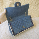 Sac à bandoulière Timeless 25CM en denim tressé bleu - Chanel