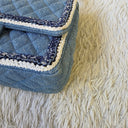 Sac à bandoulière Timeless 25CM en denim tressé bleu - Chanel