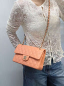 Sac à bandoulière Timeless 23CM en cuir lisse orange clair - Chanel