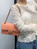 Sac à bandoulière Timeless 23CM en cuir lisse orange clair - Chanel