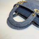 Sac à bandoulière Lady D-Lite en toile denim bleue - Christian Dior