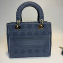 Sac à bandoulière Lady D-Lite en toile denim bleue - Christian Dior