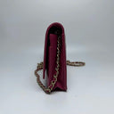 Sac à bandoulière Wallet-On-Chain en cuir rose - Chanel