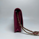 Sac à bandoulière Wallet-On-Chain en cuir rose - Chanel