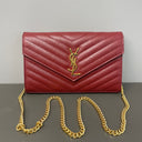 Sac à bandoulière Cassandre en cuir grain de poudre rouge - Saint-Laurent