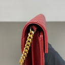 Sac à bandoulière Cassandre en cuir grain de poudre rouge - Saint-Laurent