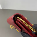 Sac à bandoulière Cassandre en cuir grain de poudre rouge - Saint-Laurent