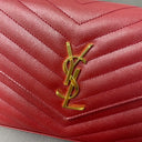 Sac à bandoulière Cassandre en cuir grain de poudre rouge - Saint-Laurent