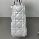 Sac à bandoulière Lady Dior Small en cuir lisse gris - Christian Dior