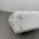 Sac à bandoulière Lady Dior Small en cuir lisse gris - Christian Dior