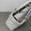 Sac à bandoulière Lady Dior Small en cuir lisse gris - Christian Dior