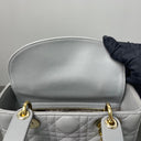 Sac à bandoulière Lady Dior Small en cuir lisse gris - Christian Dior