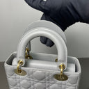 Sac à bandoulière Lady Dior Small en cuir lisse gris - Christian Dior