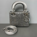 Sac à bandoulière Mini Lady Dior en Satin avec strass gris - Christian Dior