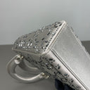 Sac à bandoulière Mini Lady Dior en Satin avec strass gris - Christian Dior