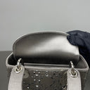 Sac à bandoulière Mini Lady Dior en Satin avec strass gris - Christian Dior