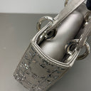 Sac à bandoulière Mini Lady Dior en Satin avec strass gris - Christian Dior