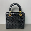 Sac à bandoulière Lady Dior Médium Vintage en cuir verni noir - Christian Dior
