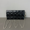 Sac à bandoulière Wallet-On-Chain Lady Dior en cuir verni noir - Christian Dior