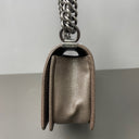 Sac à bandoulière Boy en cuir caviar marron et tweed - Chanel