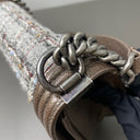 Sac à bandoulière Boy en cuir caviar marron et tweed - Chanel