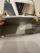 Sac à bandoulière Lady Dior Small en cuir lisse gris - Christian Dior