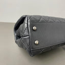 Sac à bandoulière Coco Handle en cuir caviar noir - Chanel