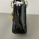 Sac à bandoulière Mini Lady Dior en cuir verni noir - Christian Dior