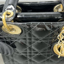 Sac à bandoulière Mini Lady Dior en cuir verni noir - Christian Dior