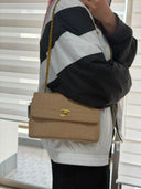 Sac à épaule Mademoiselle vintage en tissu beige - Chanel