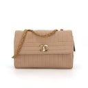 Sac à épaule Mademoiselle vintage en tissu beige - Chanel