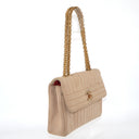 Sac à épaule Mademoiselle vintage en tissu beige - Chanel