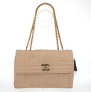 Sac à épaule Mademoiselle vintage en tissu beige - Chanel