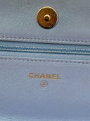 Sac à bandoulière Wallet-On-Chain en cuir lisse bleu - Chanel