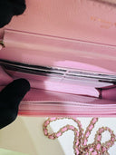 Sac à bandoulière Wallet-On-Chain en cuir caviar rose - Chanel