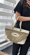 Sac à épaule Gucci Vintage en toile et cuir - Gucci