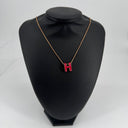 Collier Pop H grand modèle en email rose - Hermès
