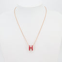 Collier Pop H grand modèle en email rose - Hermès