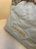 Sac à épaule Chanel 22 en cuir bleu/gris - Chanel