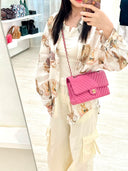 Sac à bandoulière Timeless 25 en cuir chevron rose - Chanel