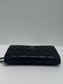 Sac à bandoulière Wallet-On-Chain en cuir lisse noir - Chanel