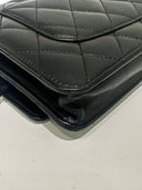 Sac à bandoulière Wallet-On-Chain en cuir lisse noir - Chanel